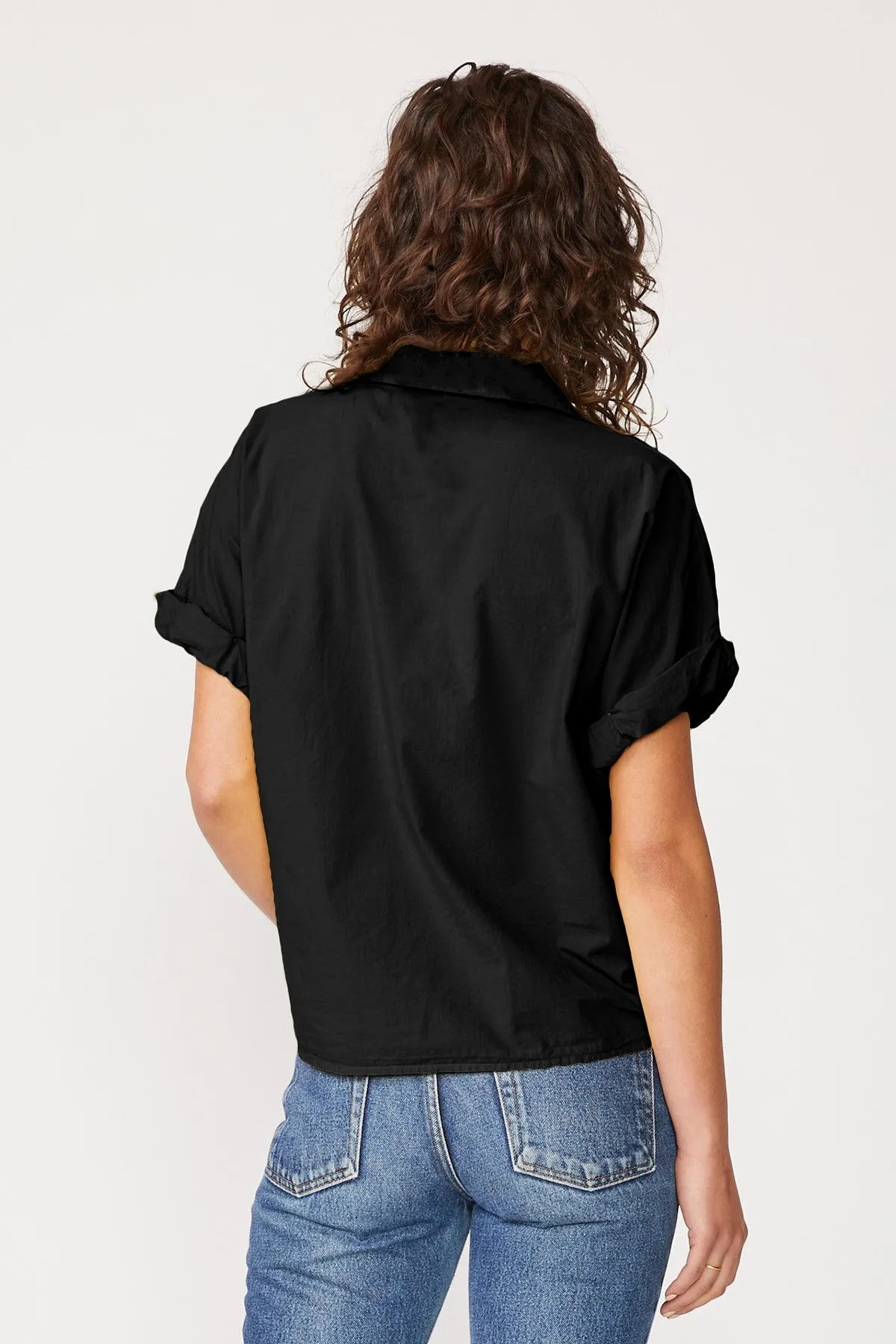 Stateside Voile Short Sleeve Front Twist Button Up Shirt in Black sold by Bailey 44 product image thumbnail 3