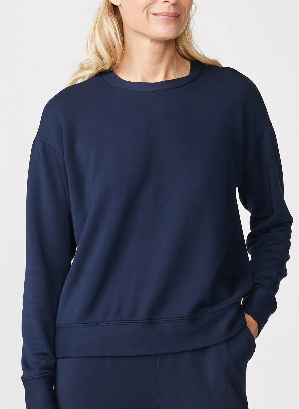 Stateside Softest Fleece Crewneck Sweatshirt in New Navy sold by Bailey 44 product image thumbnail 4