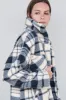 Stateside Double Faced Sherpa Jacket in Navy/Cream Plaid sold by Bailey 44