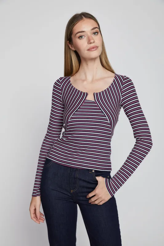 Bailey 44 Lazlo Stripe Top in Deep Sea Stripe sold by Bailey 44