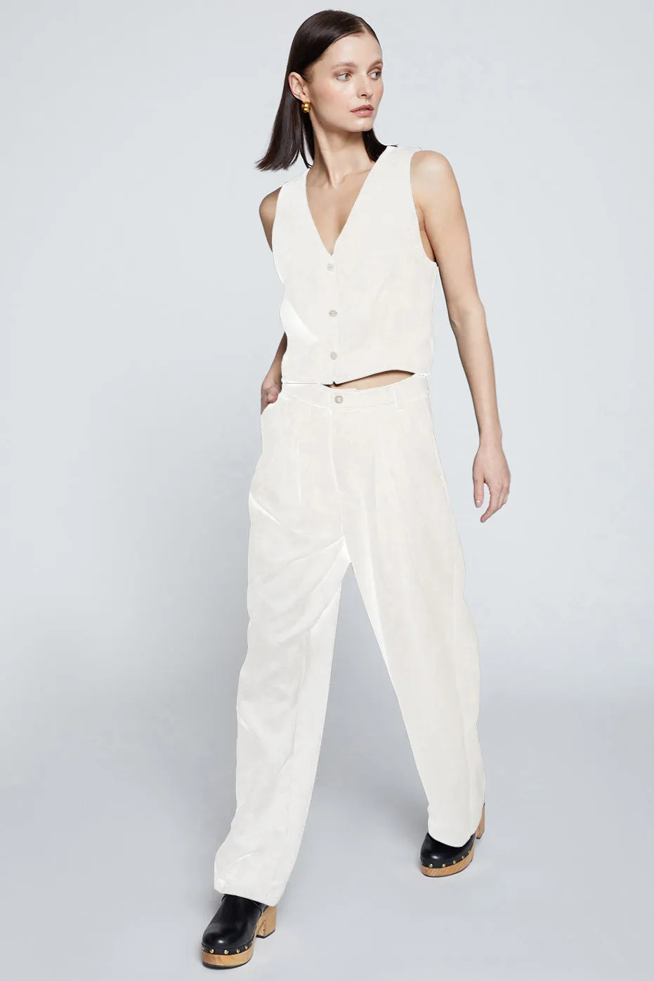 Stateside Schoolboy Cord Pant in Cream sold by Bailey 44