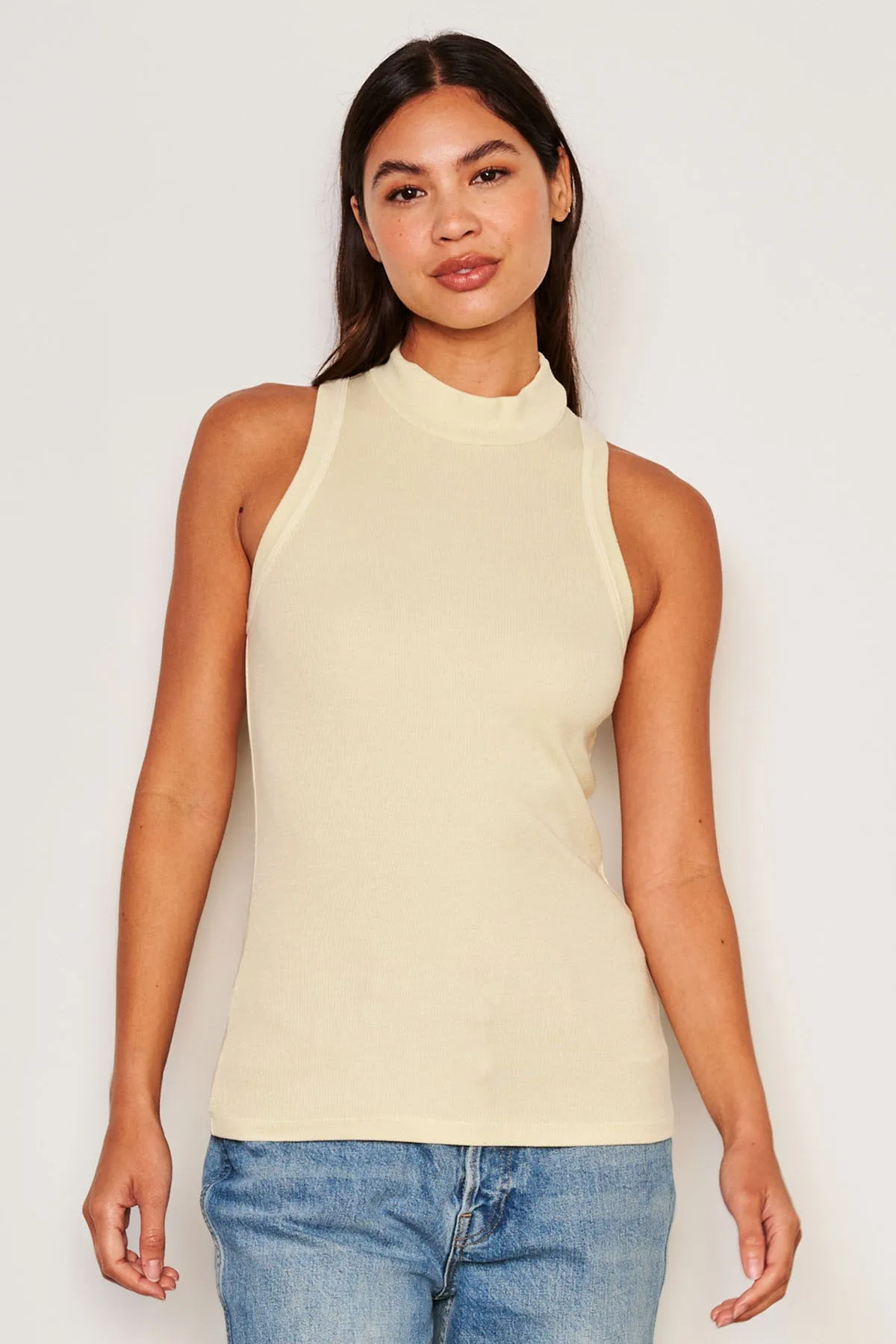 Sundry Mock Neck Tank in Yellow Fade sold by Bailey 44