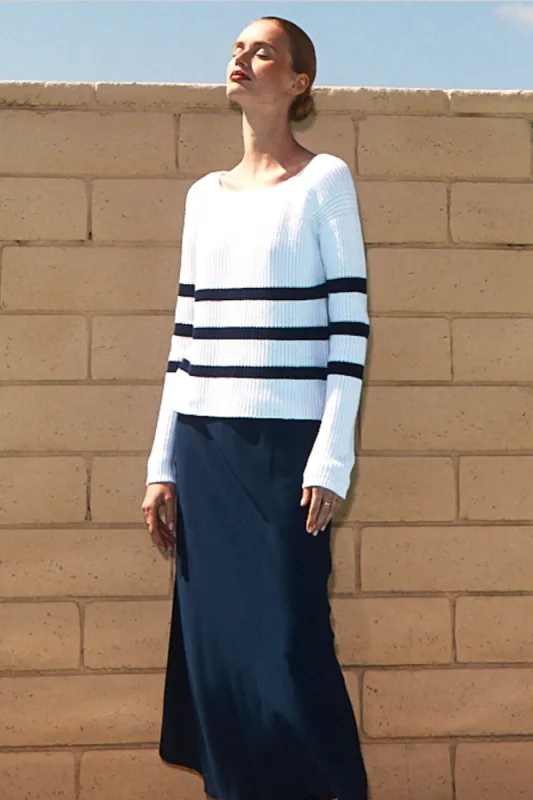 Stateside Striped Raglan Pullover Sweater in White sold by Bailey 44