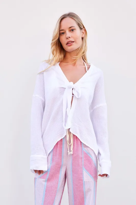 Sundry Tie Shirt in Optic White sold by Bailey 44