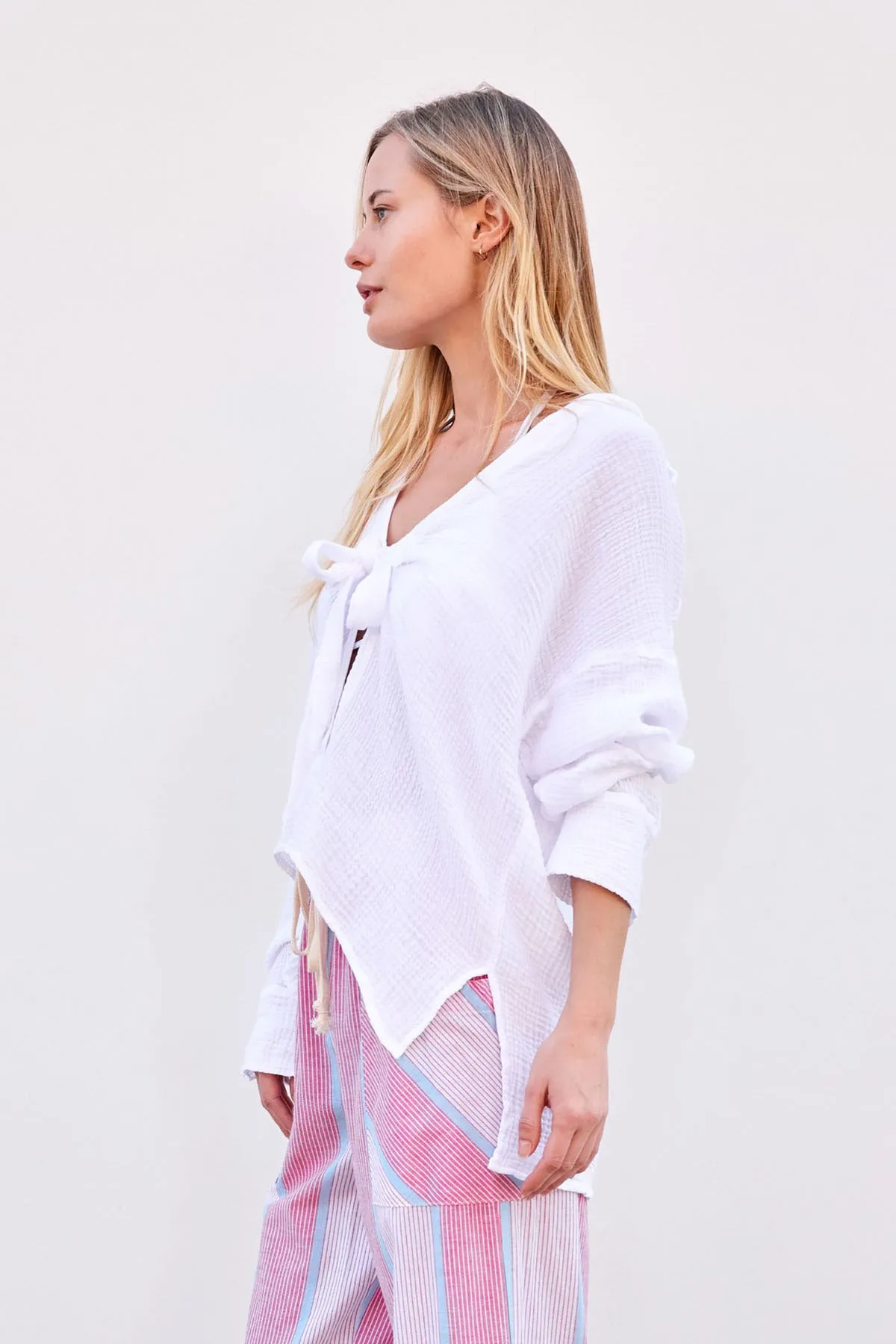 Sundry Tie Shirt in Optic White sold by Bailey 44 product image thumbnail 3