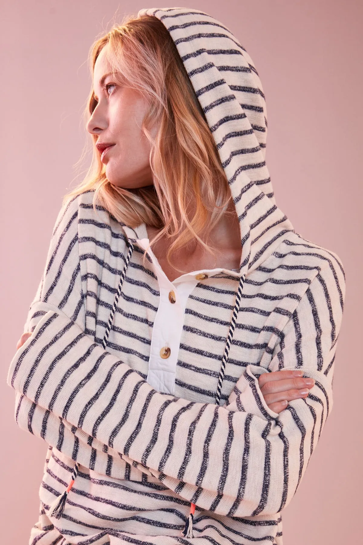 Sundry Henley Hoodie in Deep Navy sold by Bailey 44 product image thumbnail 2