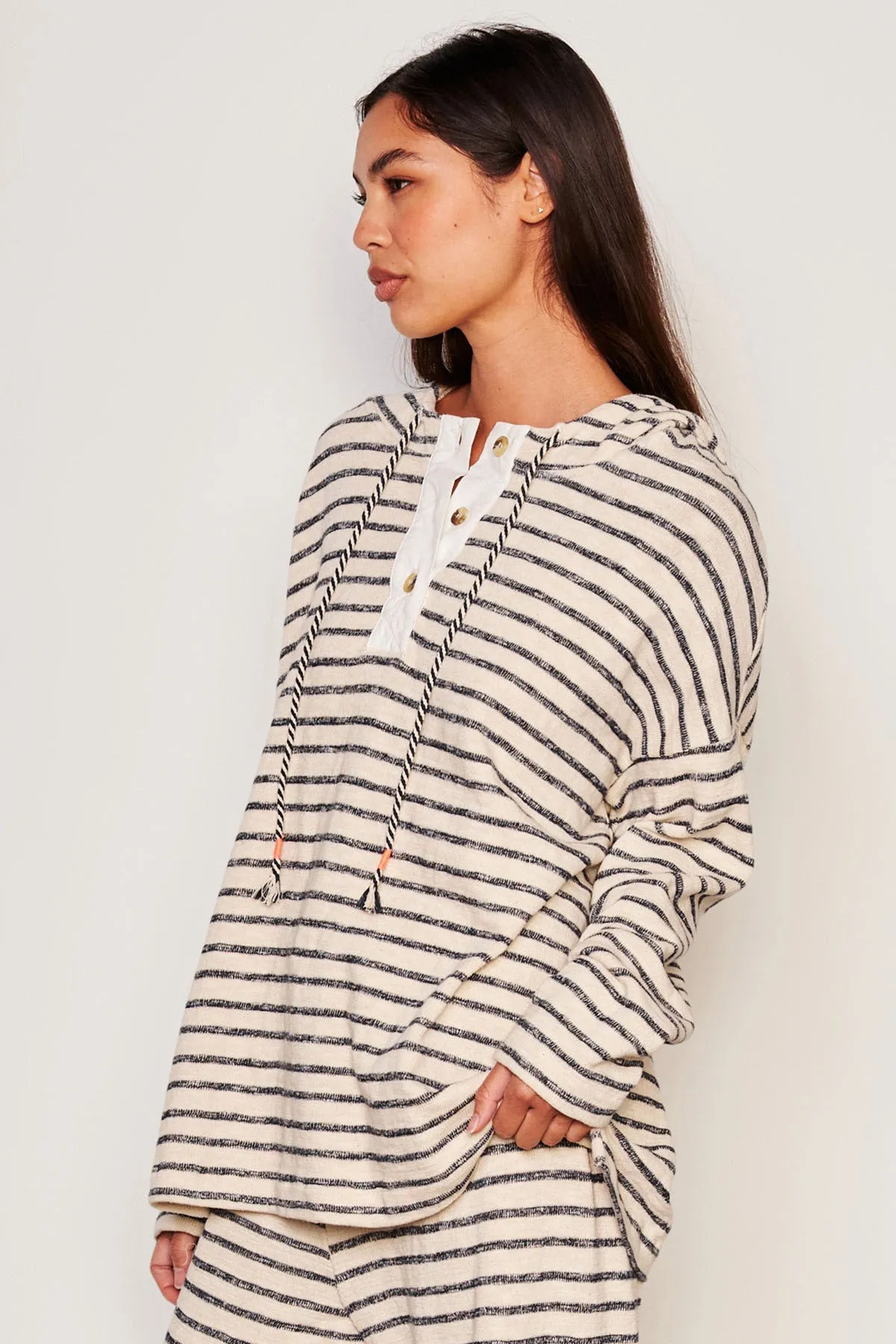 Sundry Henley Hoodie in Deep Navy sold by Bailey 44 product image thumbnail 4