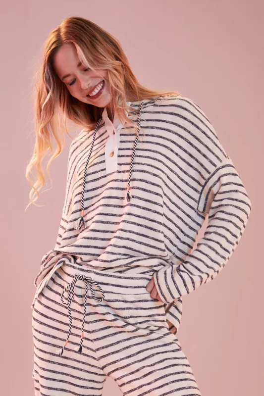 Sundry Henley Hoodie in Deep Navy sold by Bailey 44