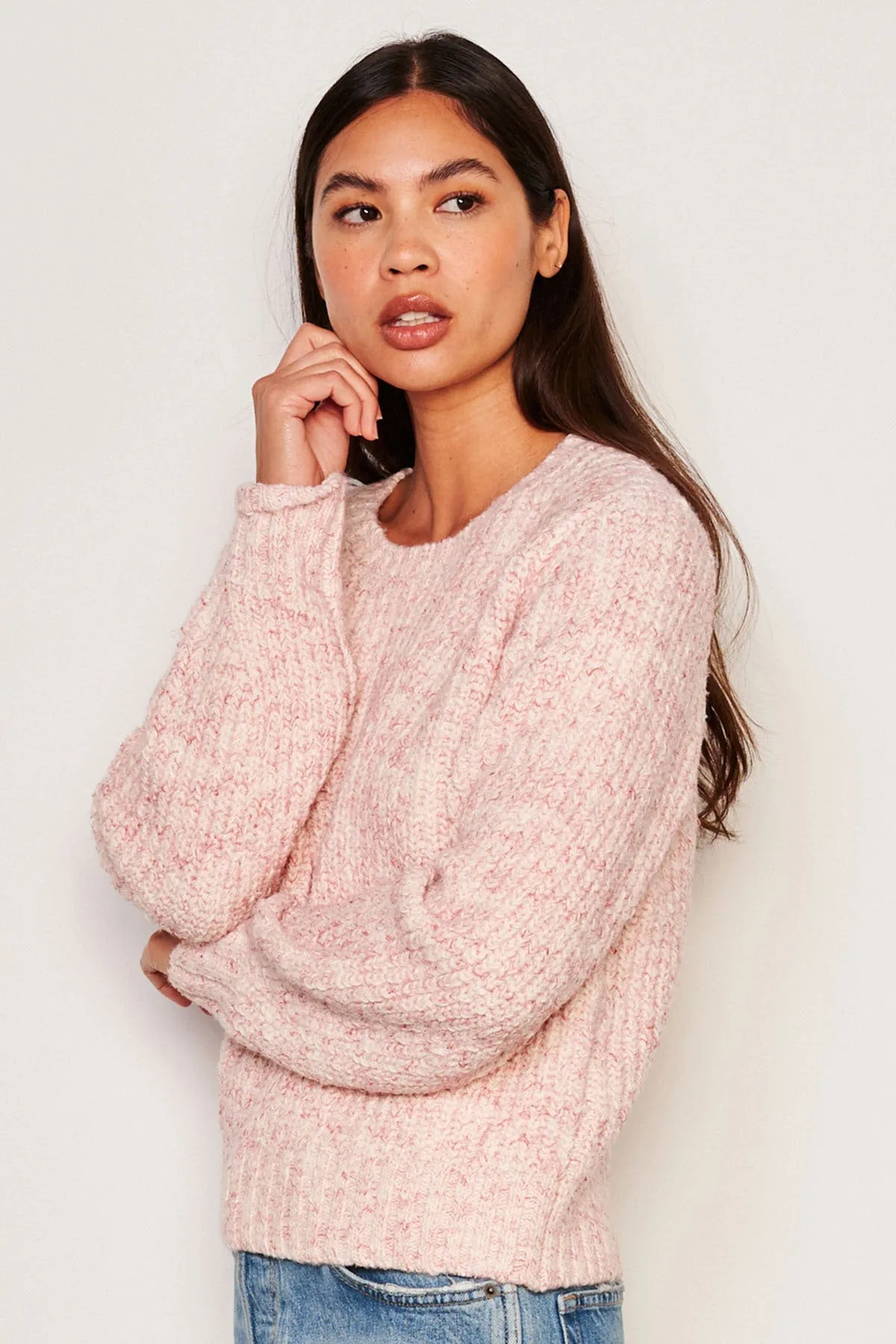 Sundry Rib Transfer Crew Neck Sweater in Guava sold by Bailey 44 product image thumbnail 2