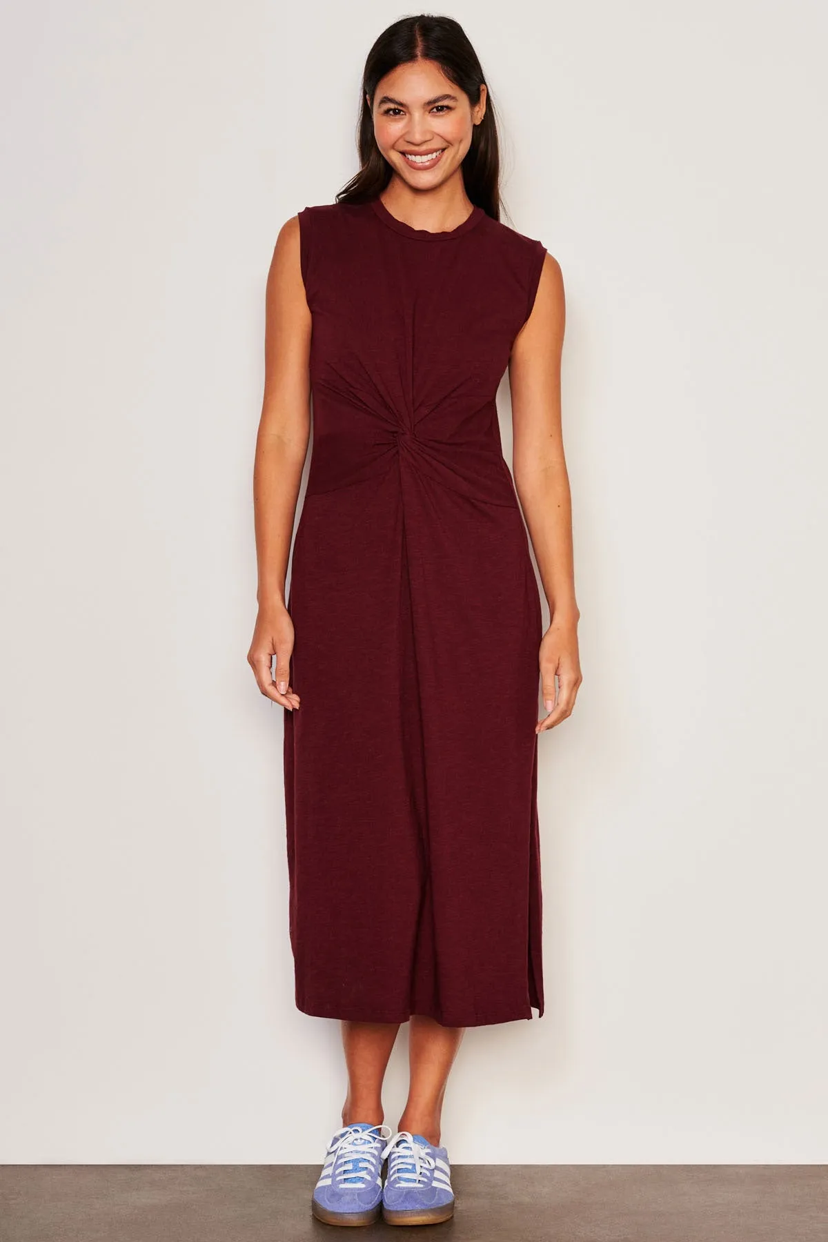 Sundry Midi Twist Sleeveless Dress in Red Rock sold by Bailey 44