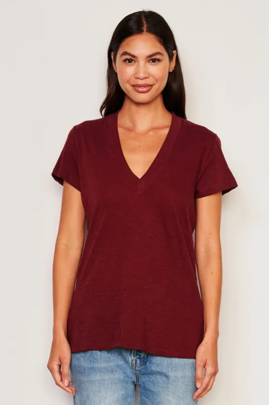 Sundry Deep V-Neck Tee in Red Rock sold by Bailey 44