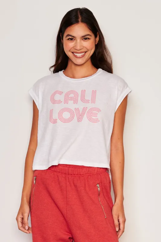 Sundry Cali Love Muscle Tank in Optic White sold by Bailey 44