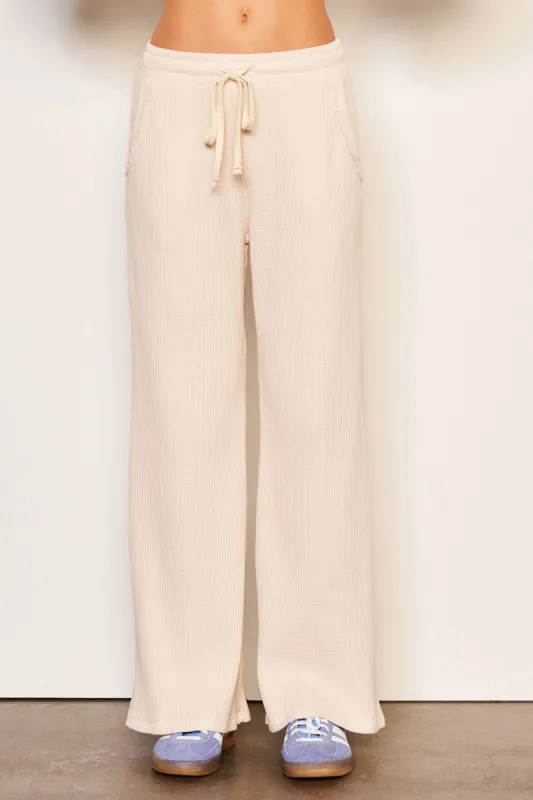 Sundry Thermal Wide Leg Pant in Oyster sold by Bailey 44