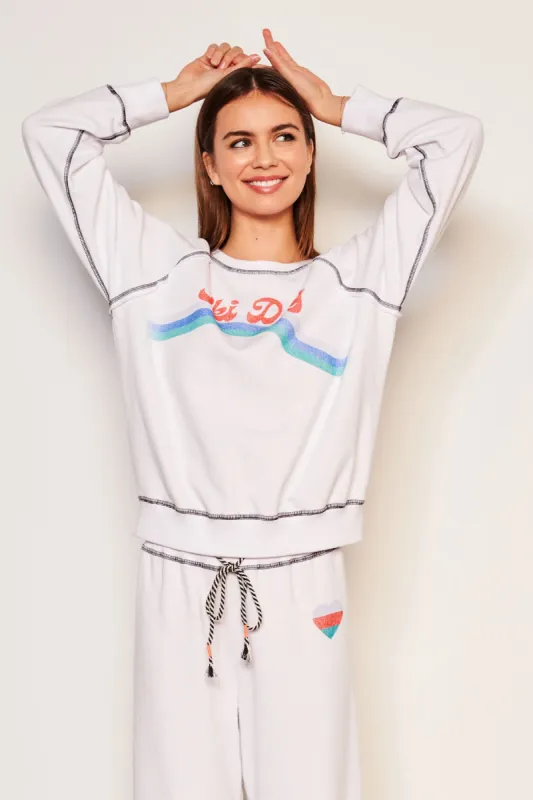 Sundry Ski Day Raglan Sweatshirt in Optic White sold by Bailey 44