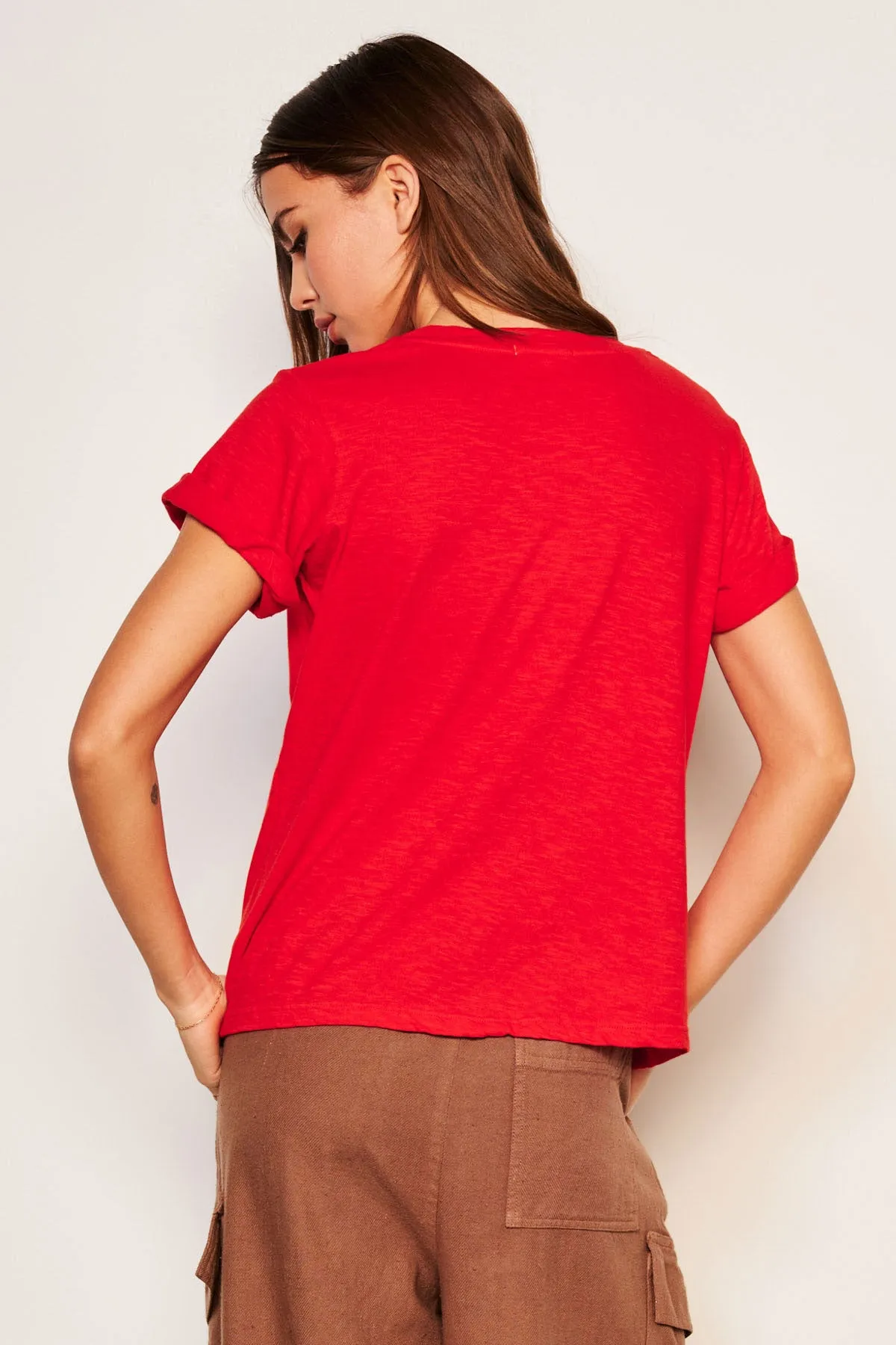 Sundry Sweater Weather Rolled Sleeve Tee in Flare Red sold by Bailey 44 product image thumbnail 3