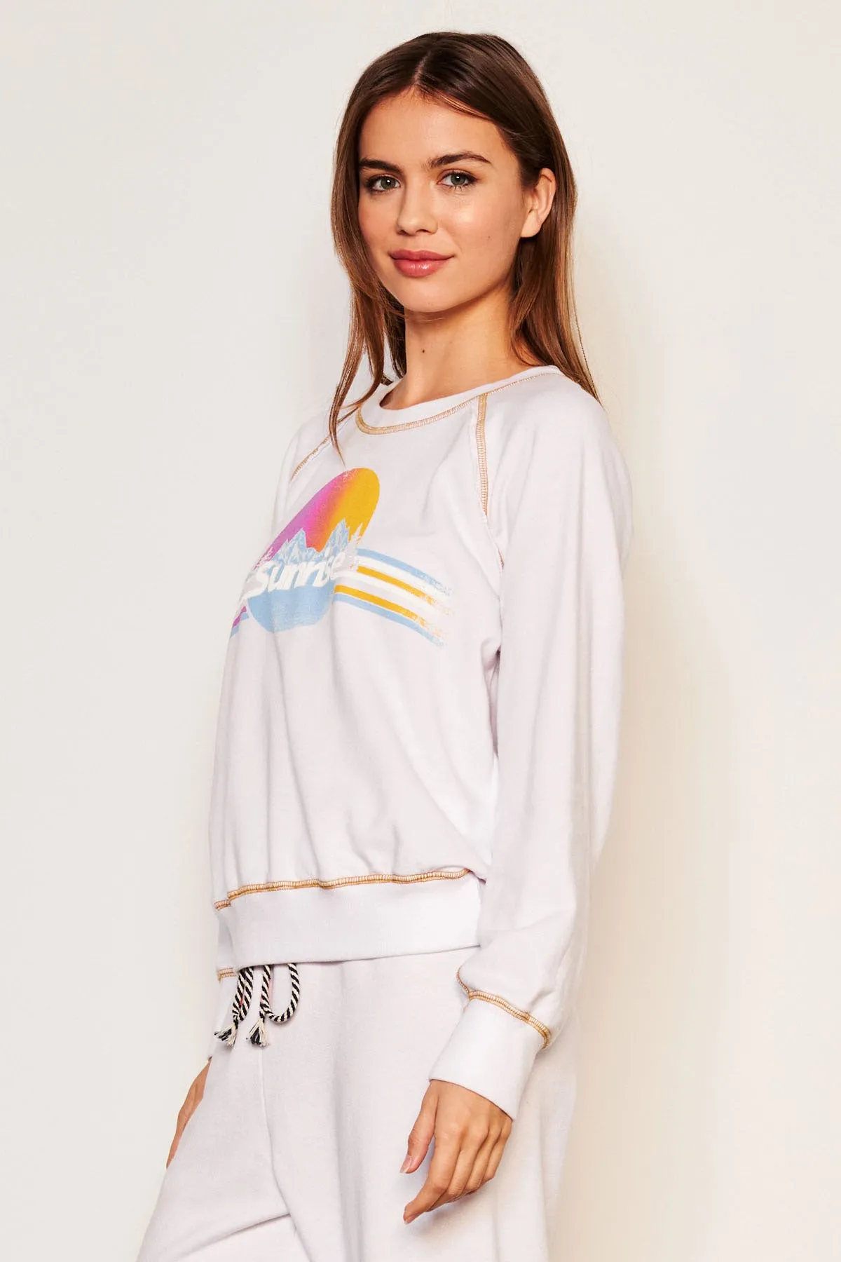 Sundry Sunrise Raglan Sweatshirt in Optic White sold by Bailey 44 product image thumbnail 3