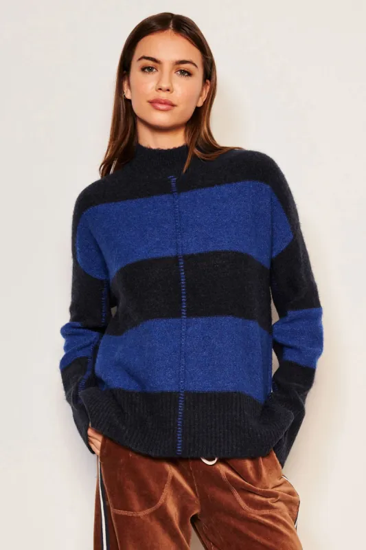 Sundry Bold Stripe Tunic Sweater in Deep Navy sold by Bailey 44