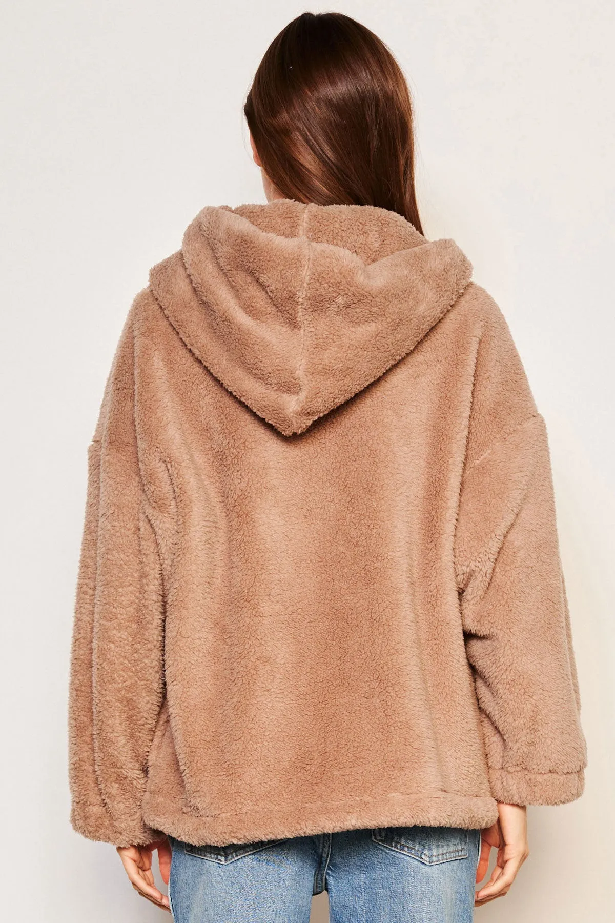 Sundry Sherpa Hooded Coat in Taupe sold by Bailey 44 product image thumbnail 3