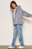 Sundry Sherpa Hooded Coat in Blue Linen sold by Bailey 44