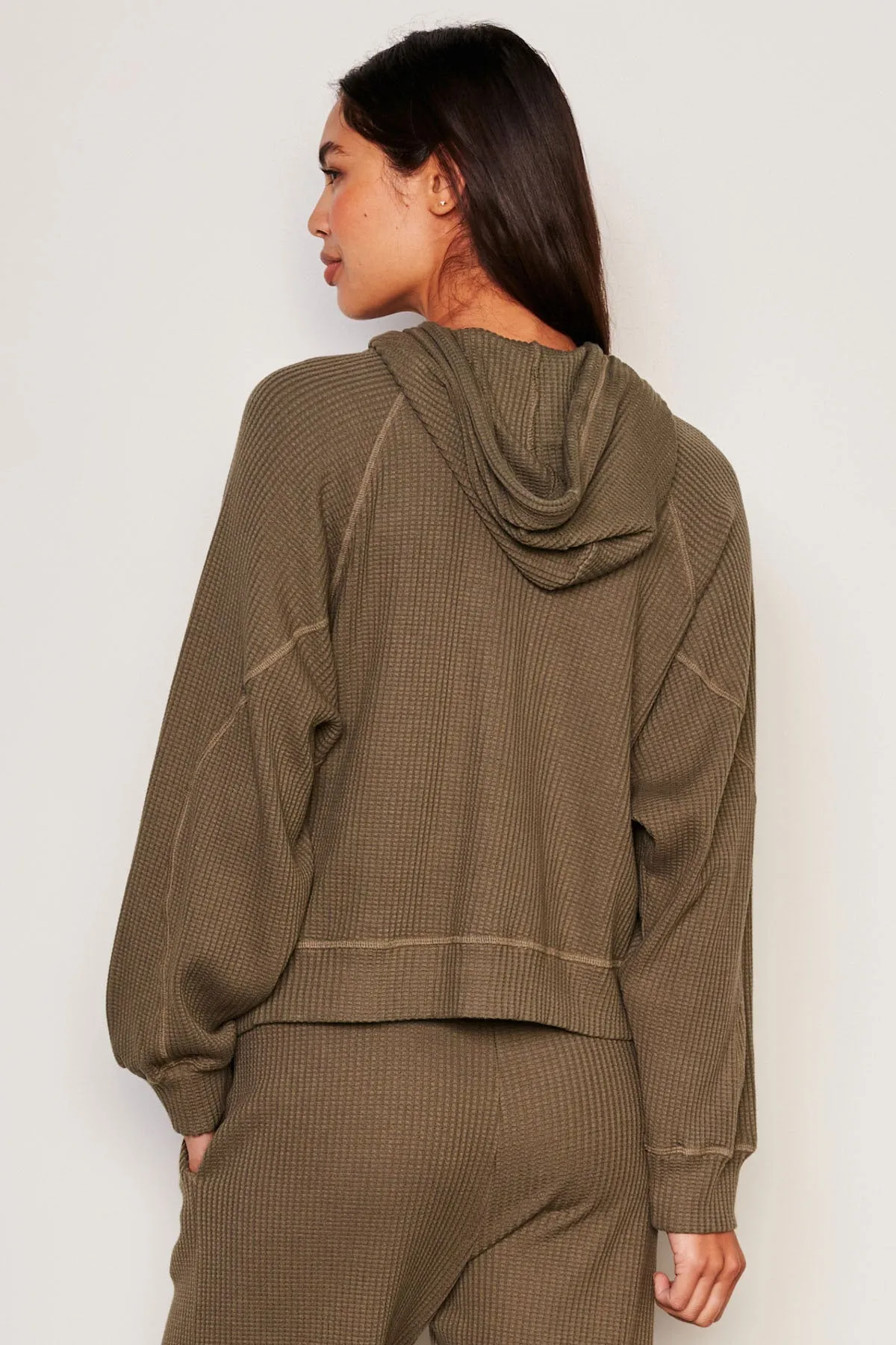 Sundry Seamed Zip Hoodie in Fern sold by Bailey 44 product image thumbnail 3