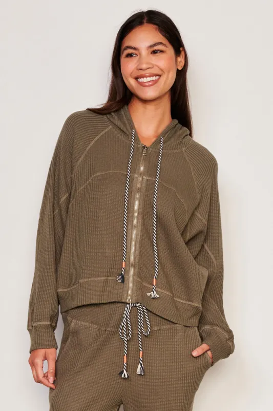 Sundry Seamed Zip Hoodie in Fern sold by Bailey 44