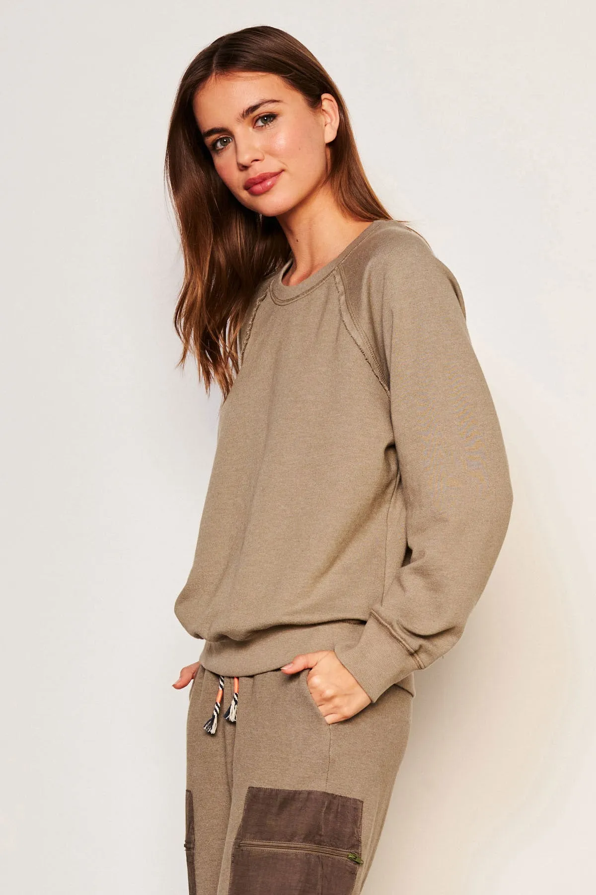 Sundry Raglan Sweatshirt in Fern sold by Bailey 44