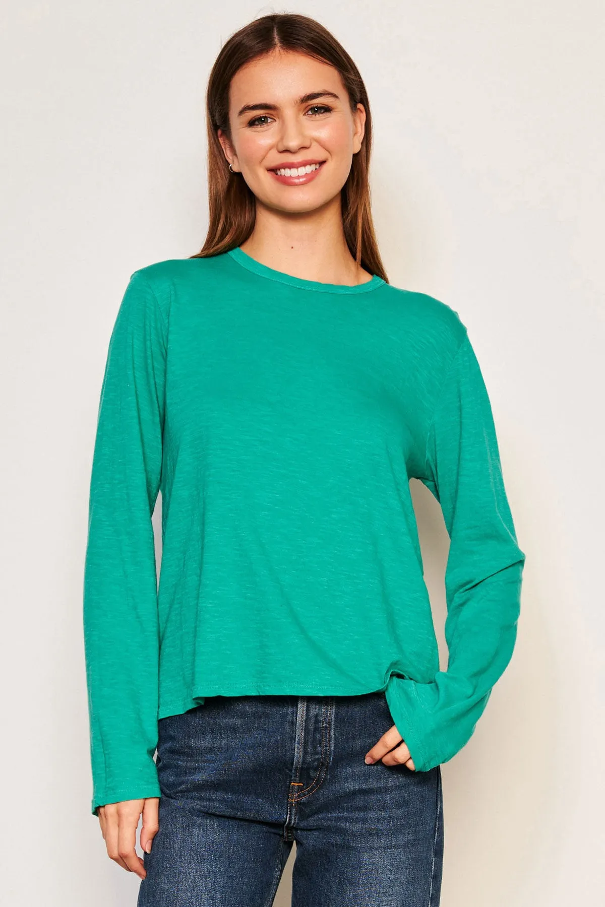 Sundry Long Sleeve Crew in Maldives Green sold by Bailey 44
