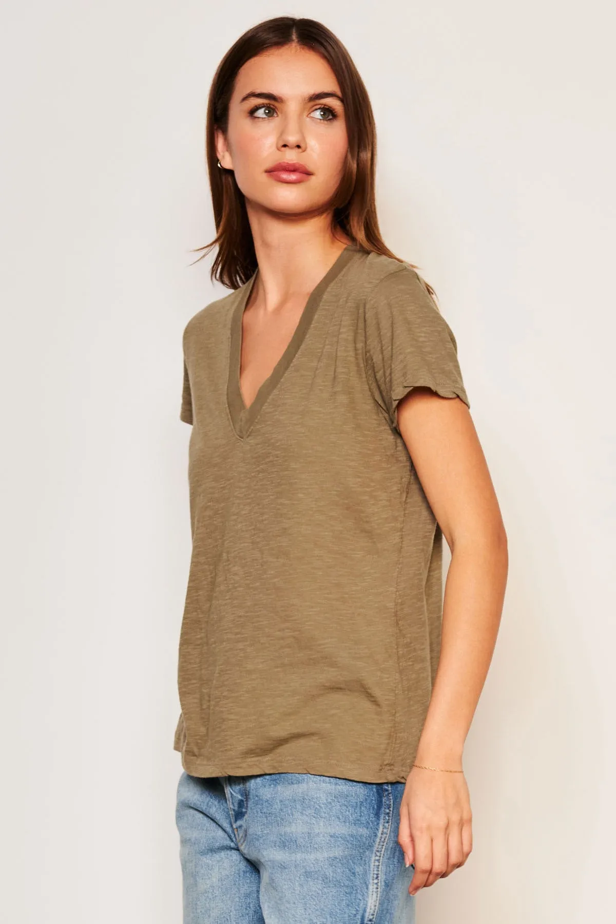 Sundry Deep V-Neck Tee in Fern sold by Bailey 44 product image thumbnail 2