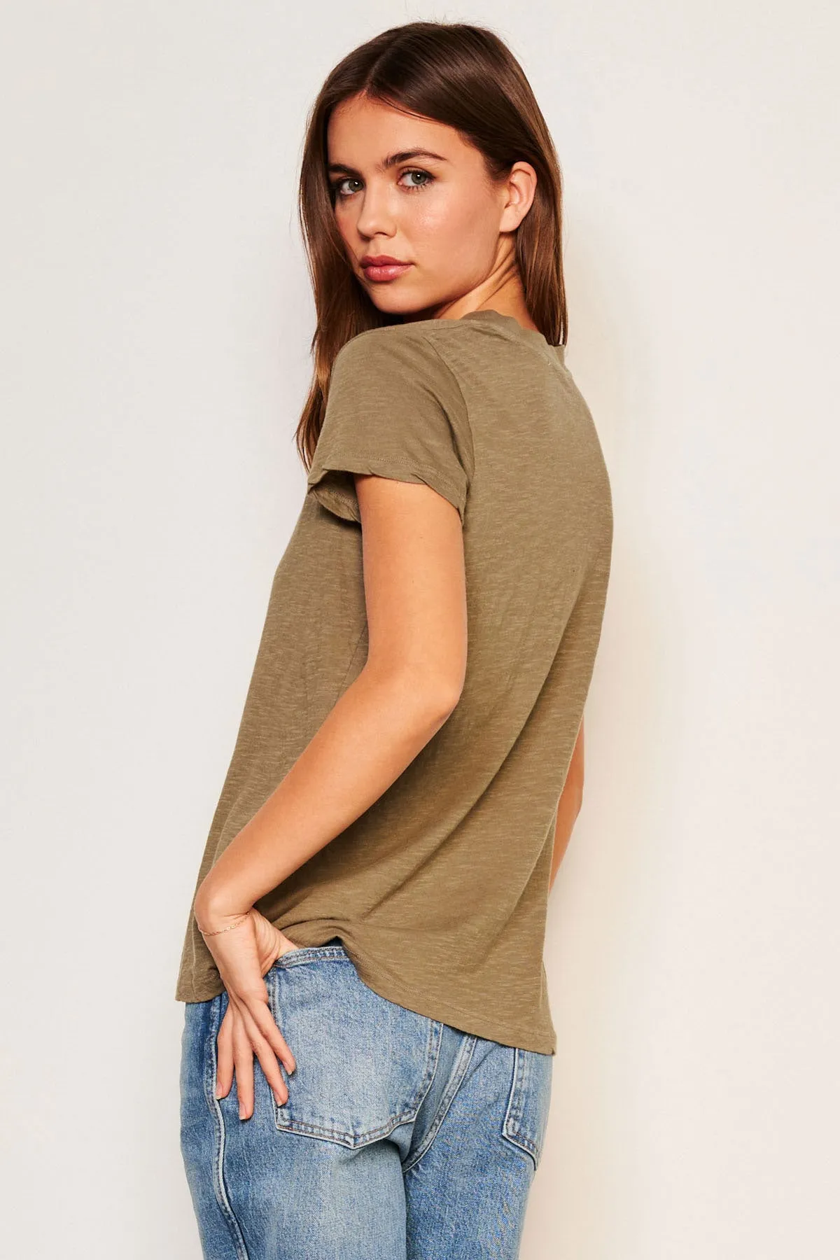 Sundry Deep V-Neck Tee in Fern sold by Bailey 44 product image thumbnail 4