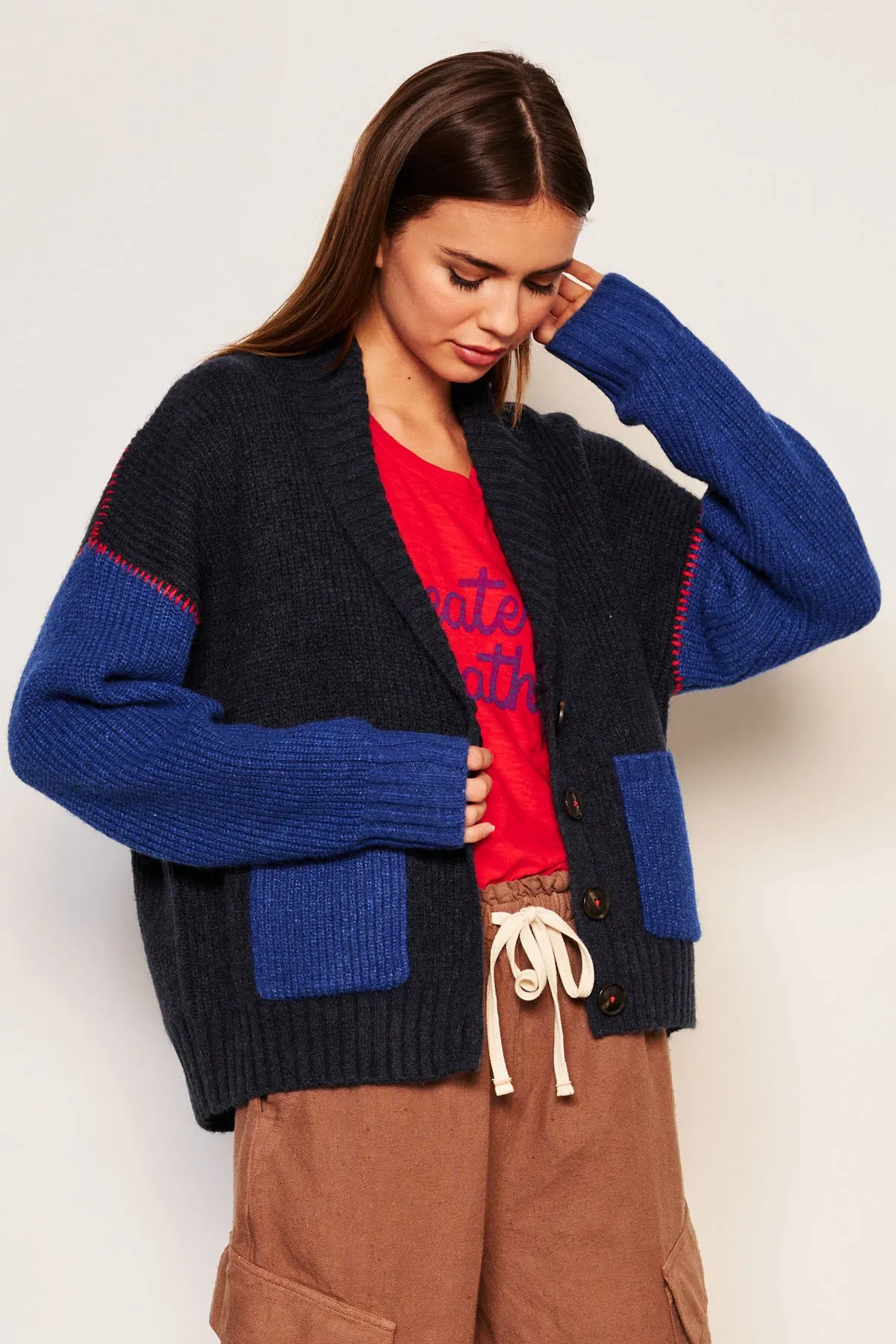 Sundry Shawl Collar Cardi in Deep Navy sold by Bailey 44 product image thumbnail 2