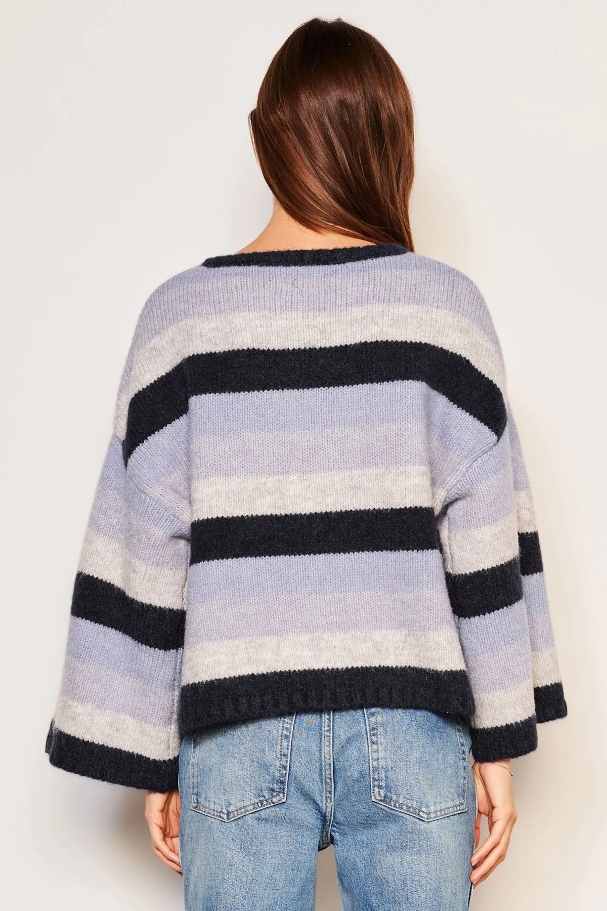 Sundry Cropped Stripe Sweater in Lilac Smoke sold by Bailey 44 product image thumbnail 4