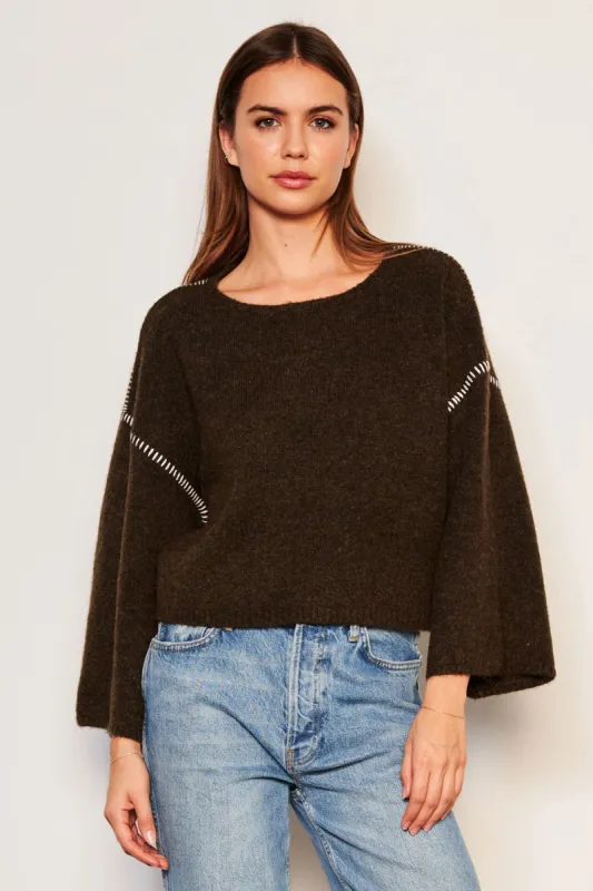 Sundry Cropped Whip Stitch Sweater in Fern sold by Bailey 44