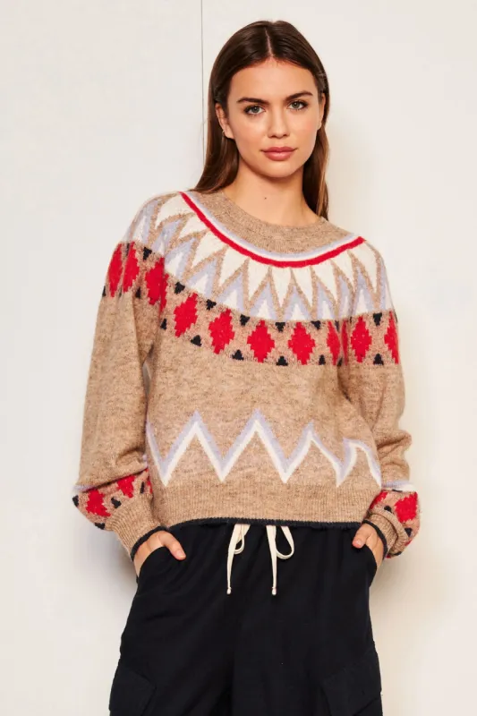Sundry Fairisle Sweater in Taupe sold by Bailey 44