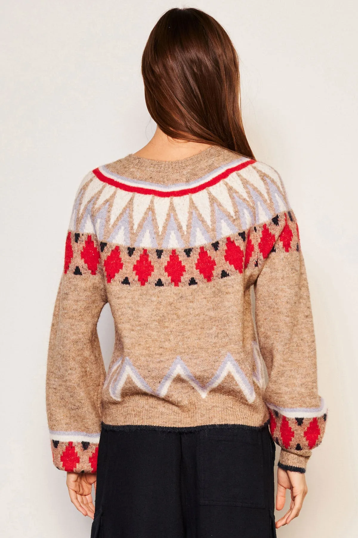 Sundry Fairisle Sweater in Taupe sold by Bailey 44 product image thumbnail 4