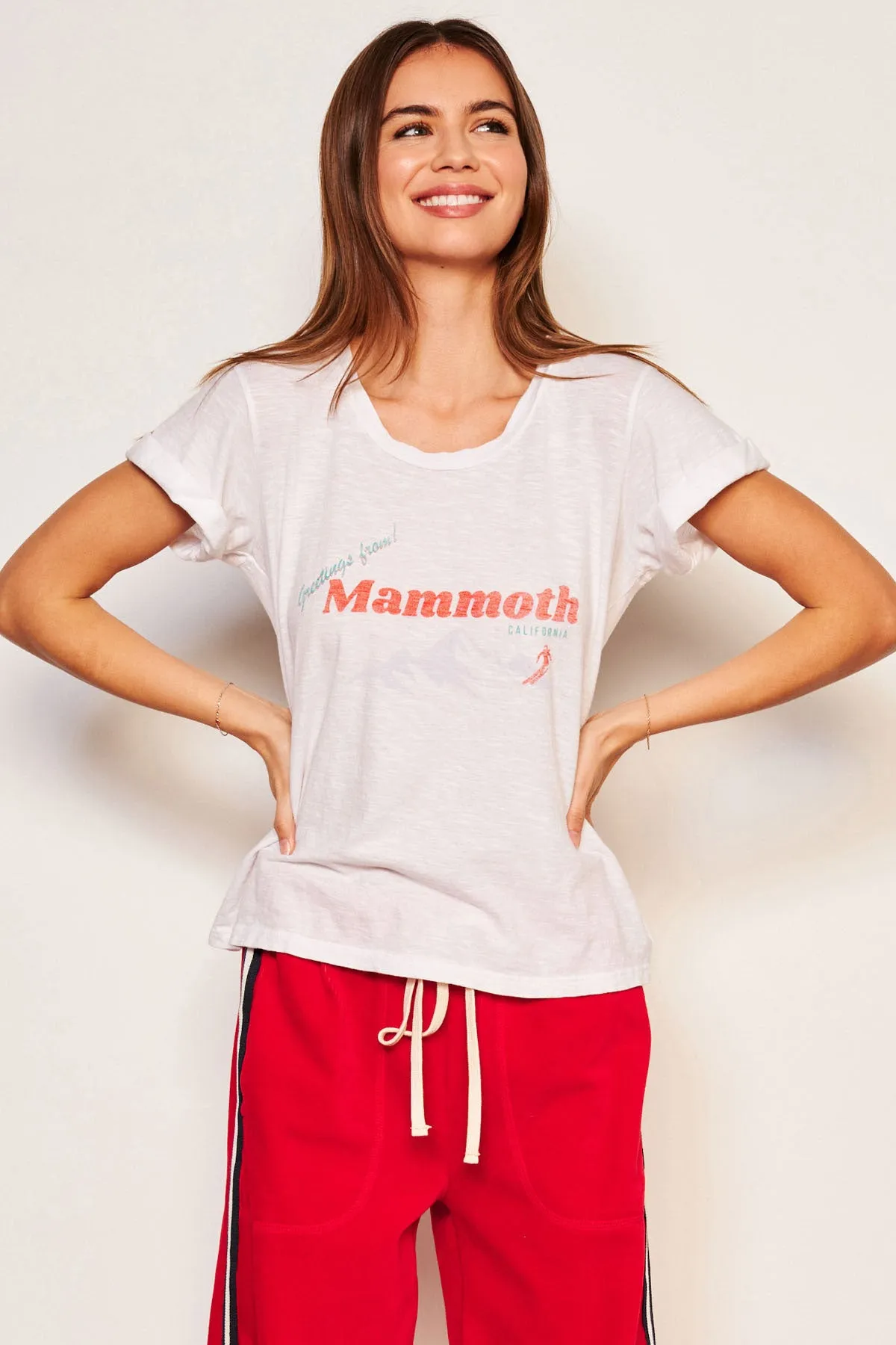 Sundry Mammoth Rolled Sleeve Tee in Optic White sold by Bailey 44 product image thumbnail 2