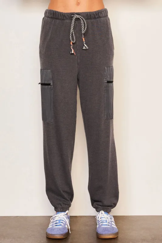 Sundry Mixed Media Cargo Pant in Washed Black sold by Bailey 44