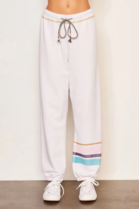 Sundry Jogger Stripe in Optic White made by Sundry