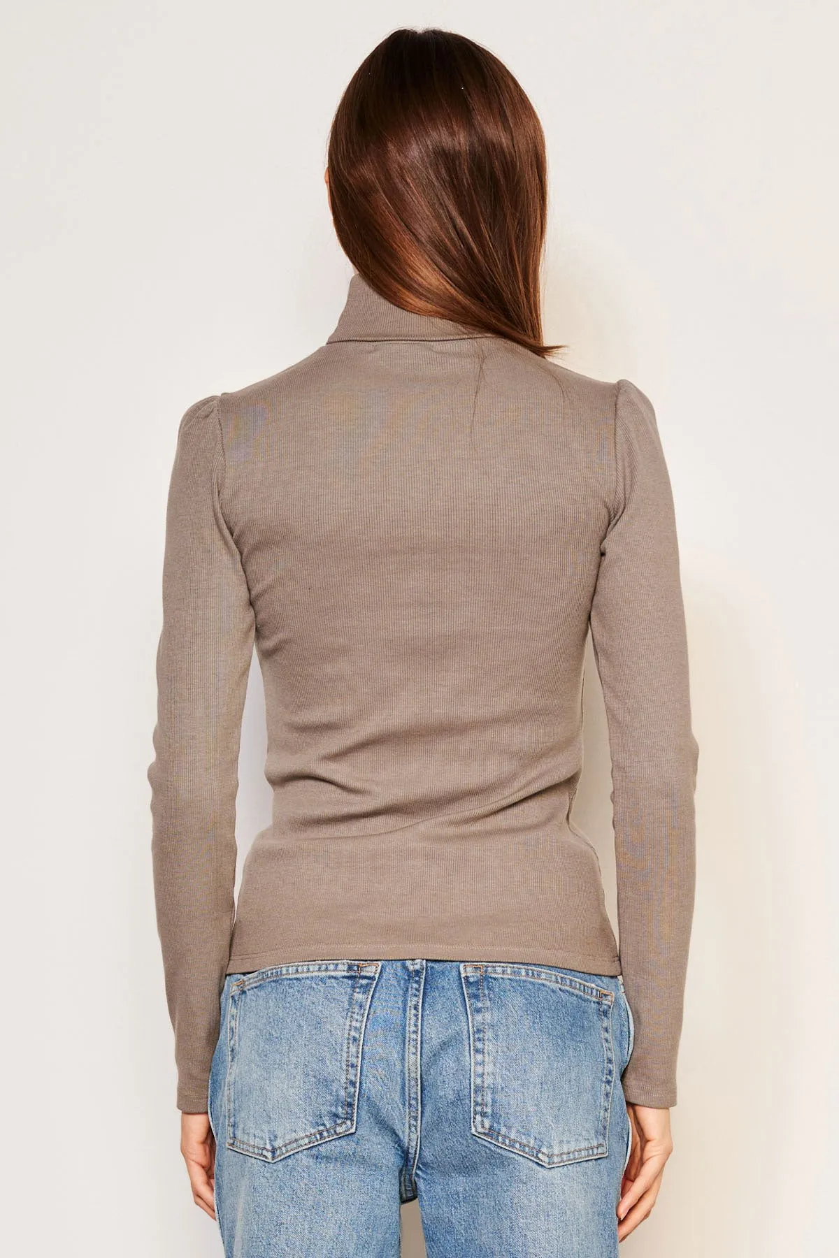 Sundry Puff Sleeve Turtle Neck in Taupe sold by Bailey 44 product image thumbnail 3