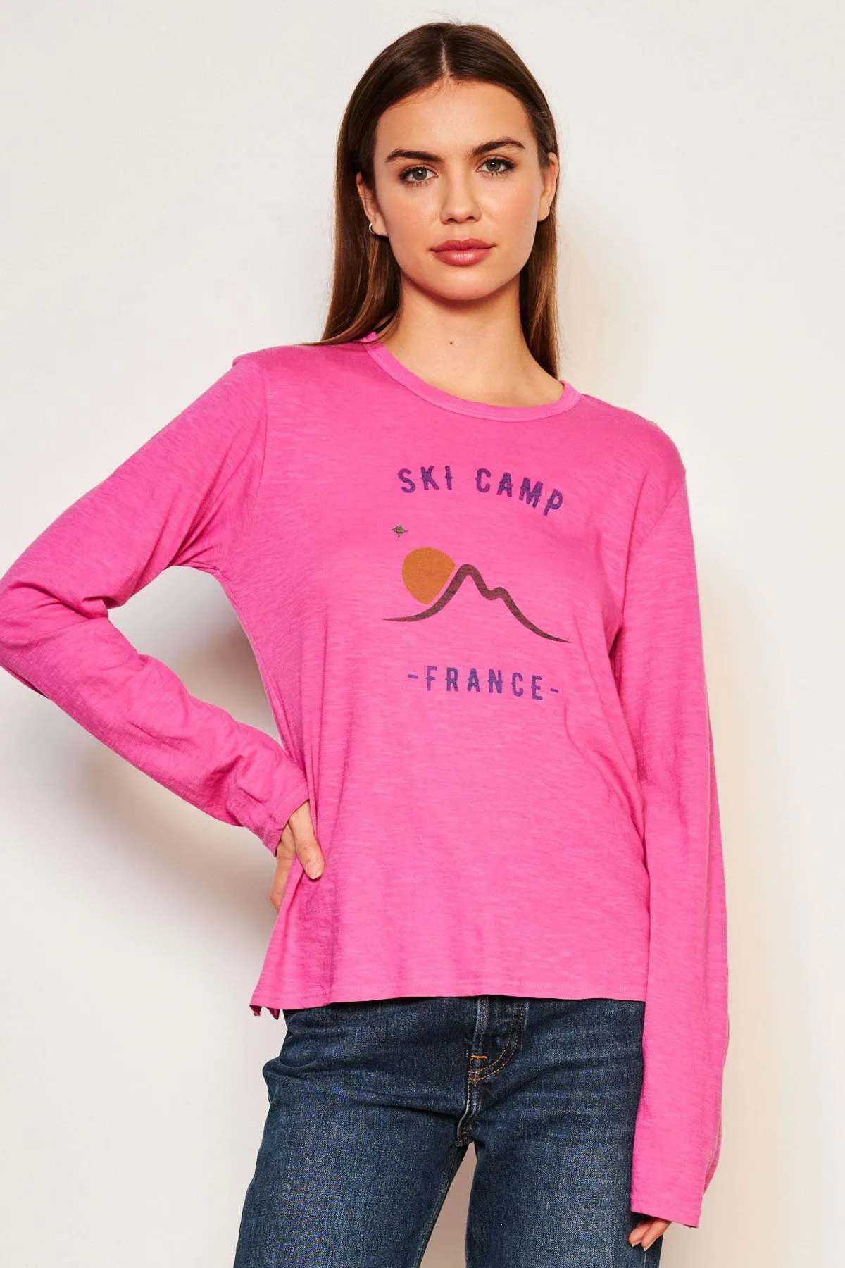Sundry Ski Camp Long Sleeve Crew in Fuchsia Gem sold by Bailey 44 product image thumbnail 2