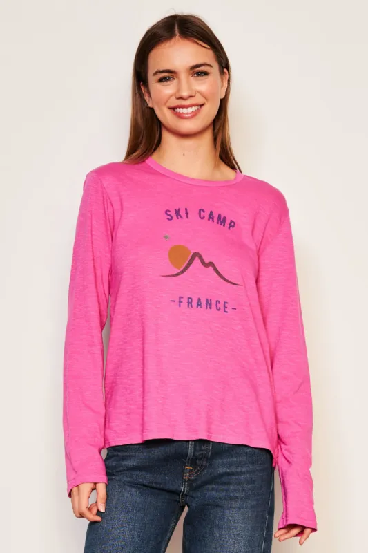 Sundry Ski Camp Long Sleeve Crew in Fuchsia Gem sold by Bailey 44