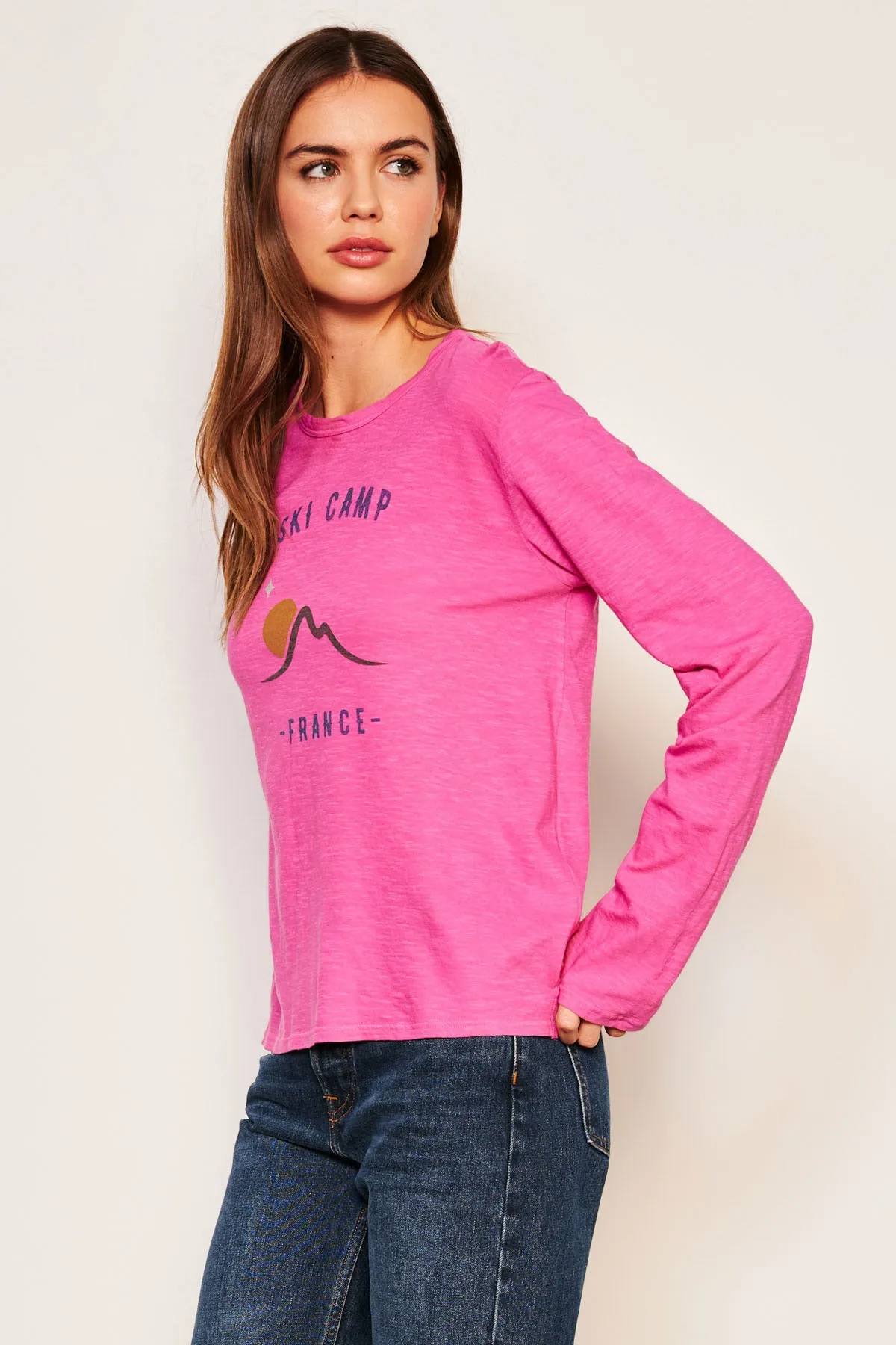 Sundry Ski Camp Long Sleeve Crew in Fuchsia Gem sold by Bailey 44 product image thumbnail 3