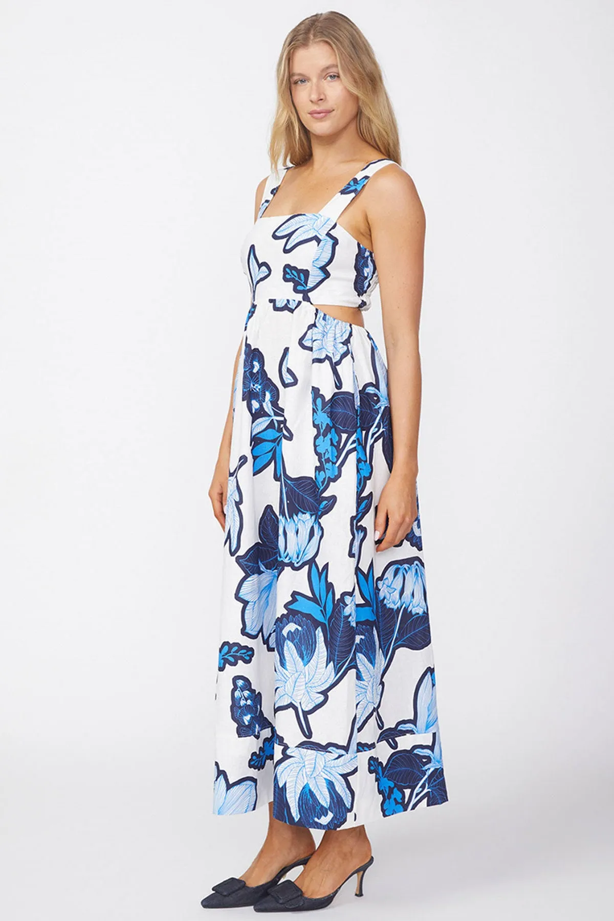Stateside Tropical Floral Linen Maxi Dress in Sport Blue sold by Bailey 44 product image thumbnail 4