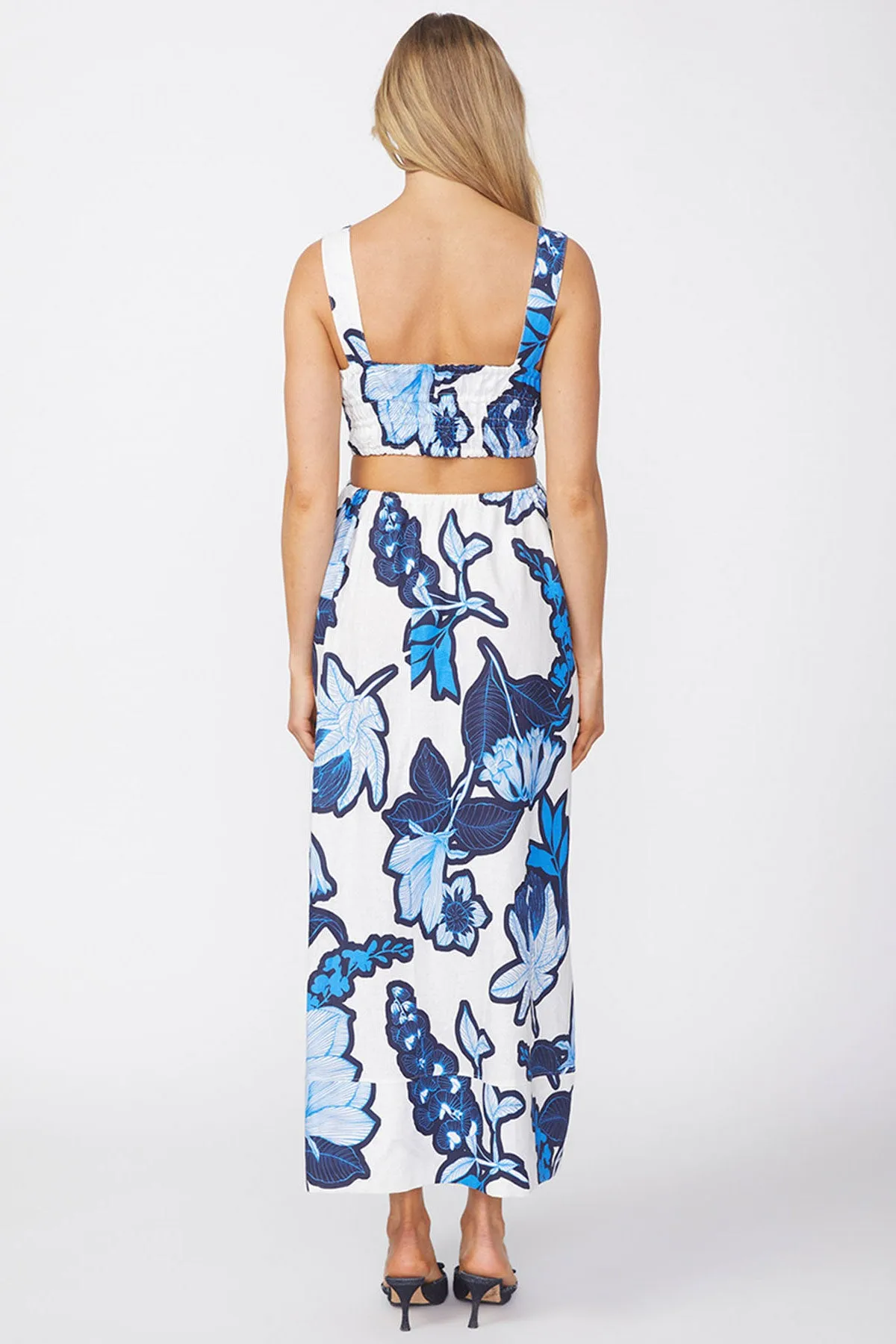 Stateside Tropical Floral Linen Maxi Dress in Sport Blue sold by Bailey 44 product image thumbnail 5