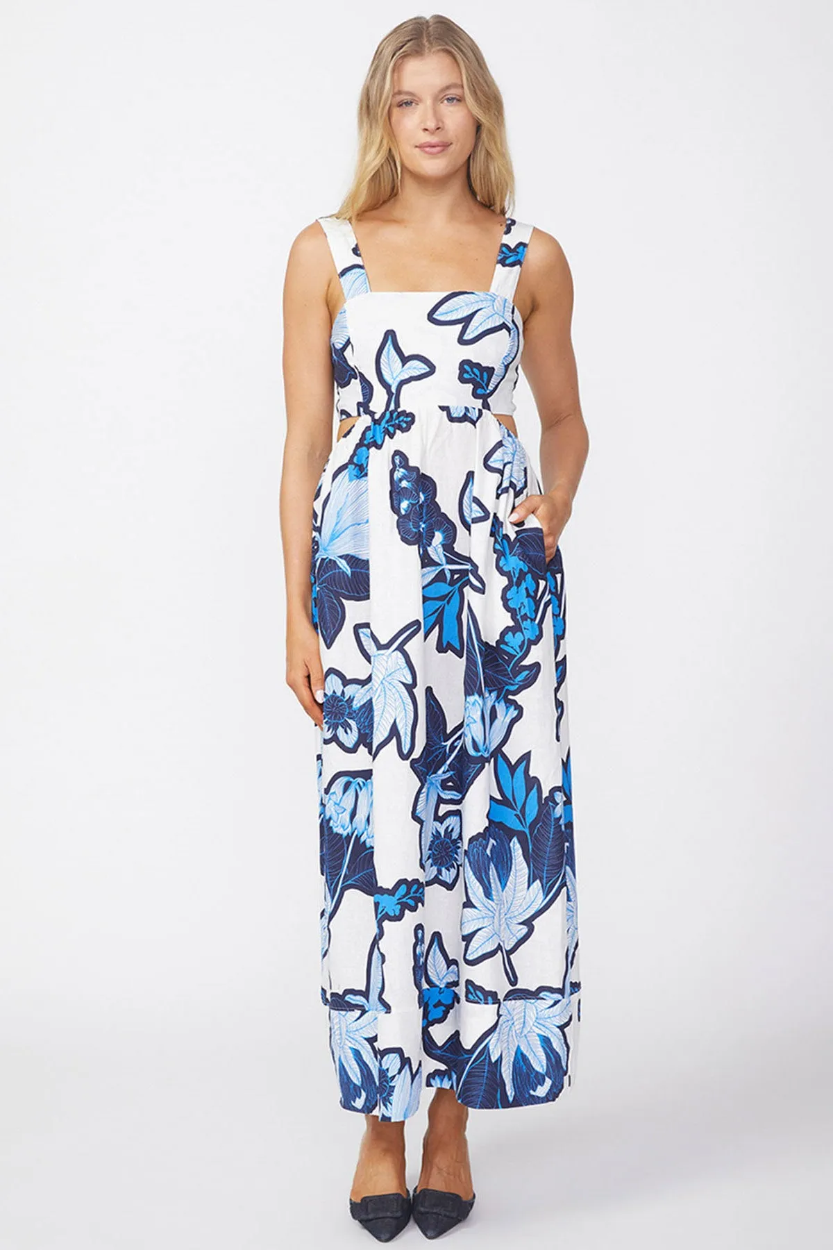Stateside Tropical Floral Linen Maxi Dress in Sport Blue sold by Bailey 44 product image thumbnail 3