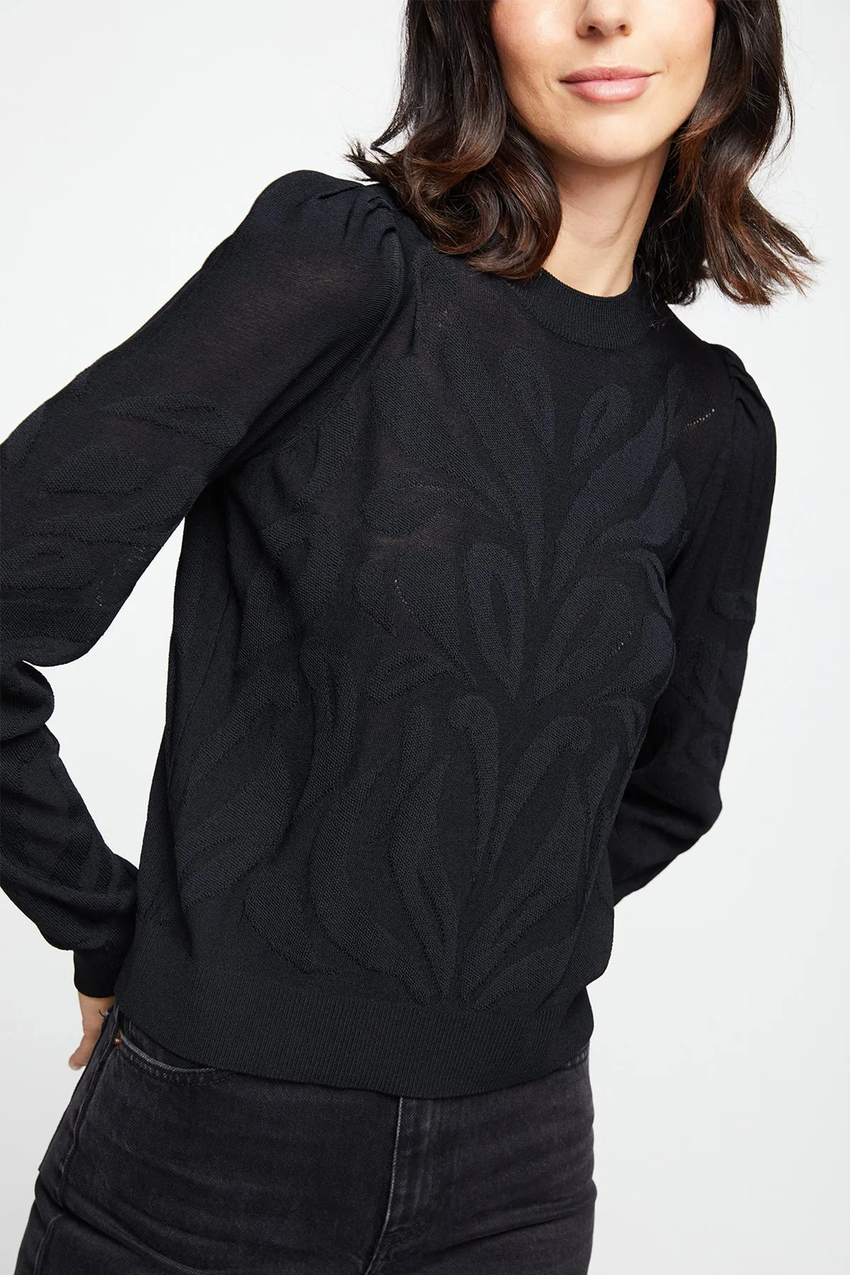Bailey 44 Theodora Jacquard Crewneck Sweater In Black sold by Bailey 44 product image thumbnail 4