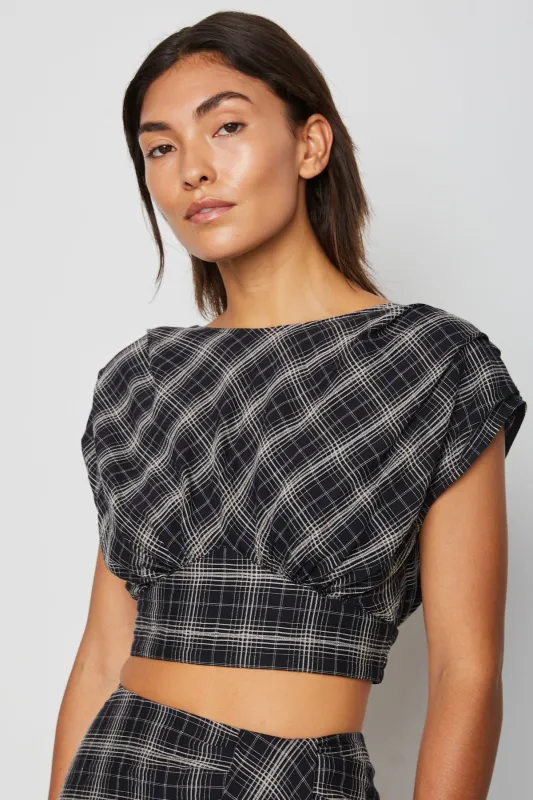 Kiera Top in Black Plaid sold by Bailey 44