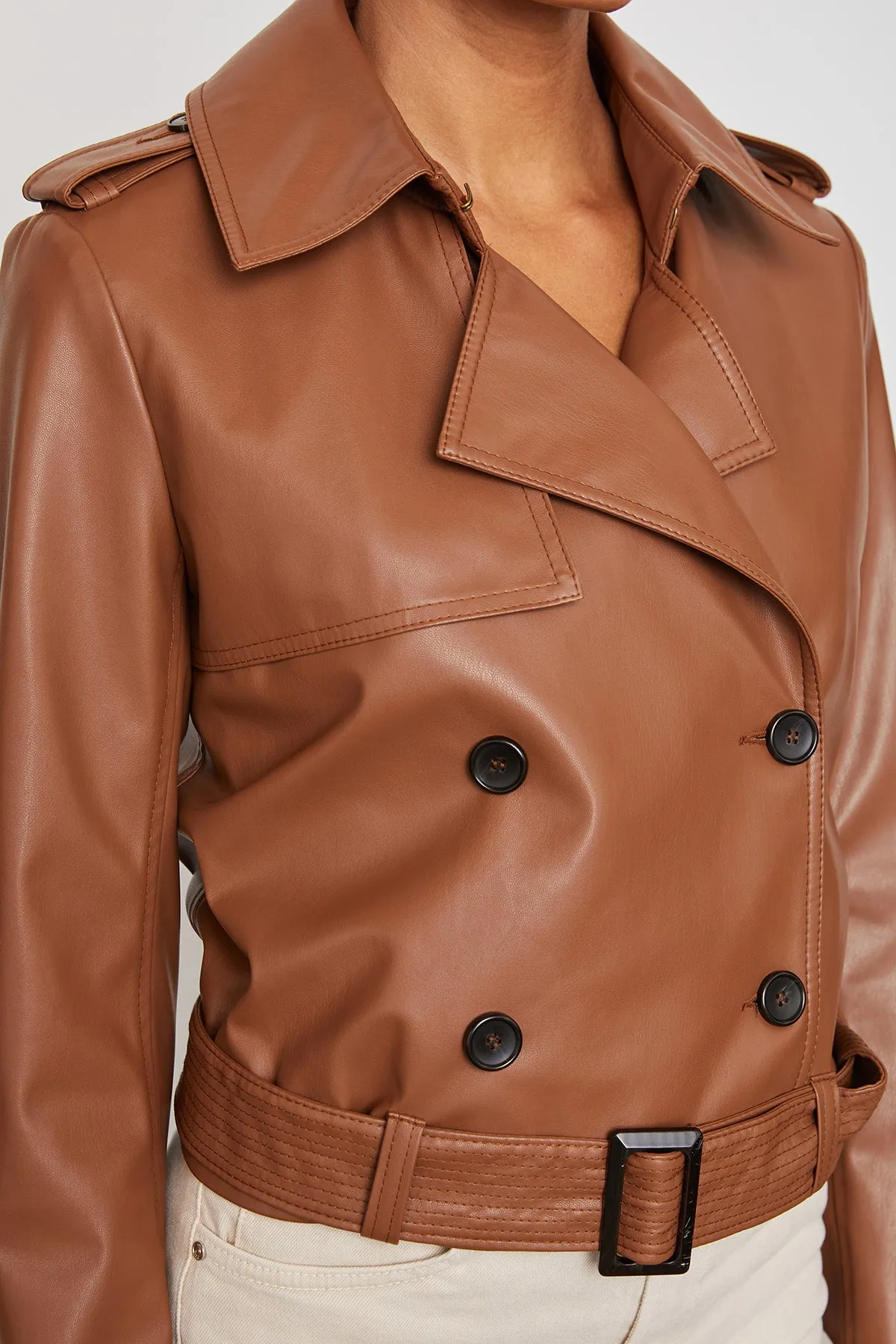 Joni Vegan Leather Moto Jacket in Macchiato sold by Bailey 44