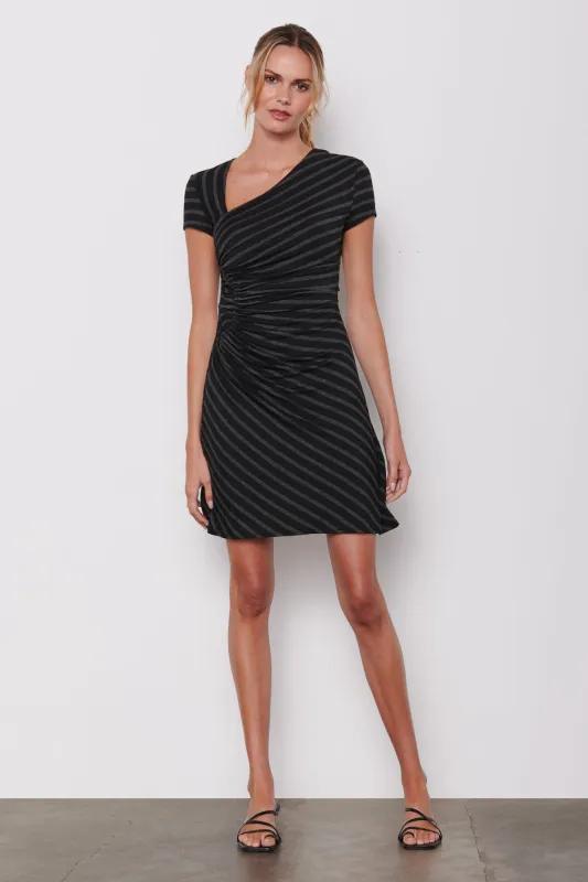 Bailey 44 Emilia Striped Mini Dress in Black/Anthracite sold by Bailey 44