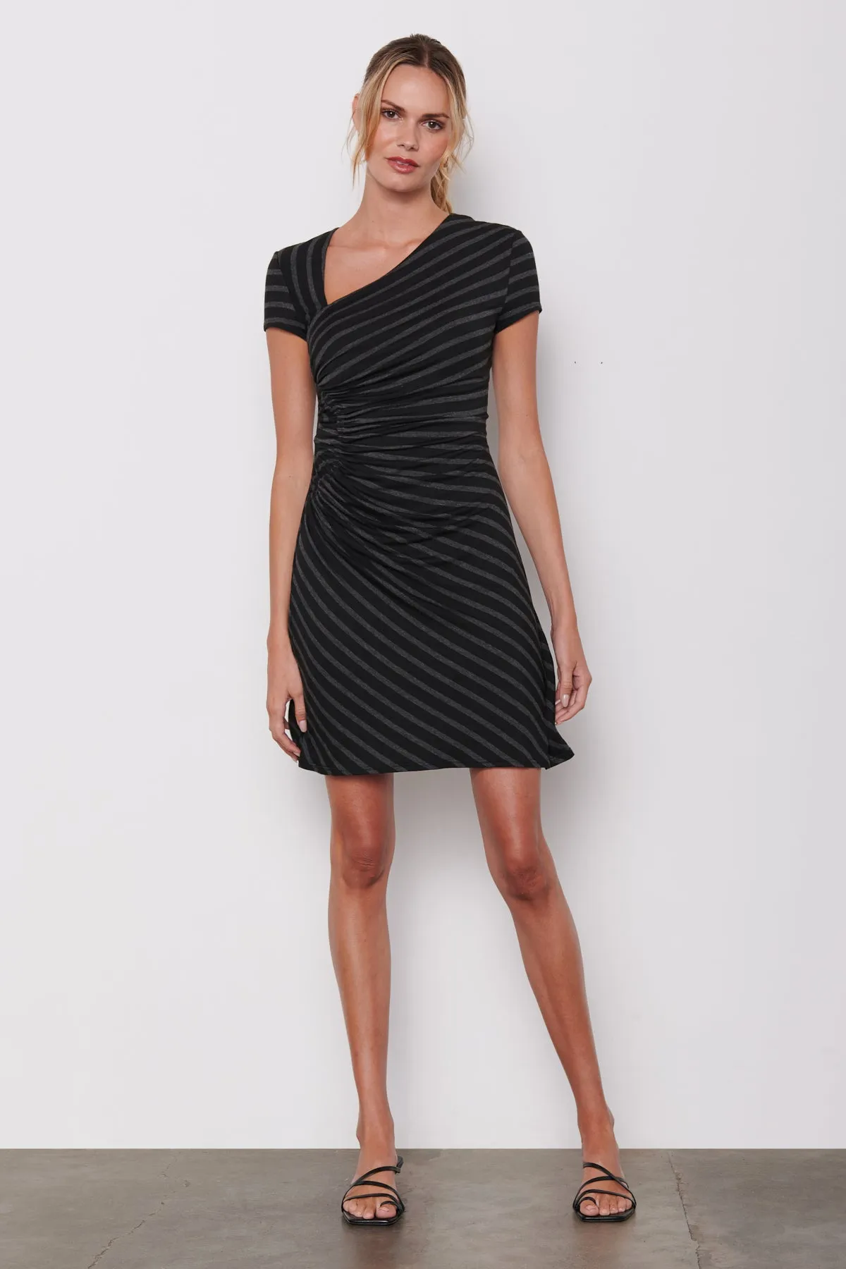 Bailey 44 Emilia Striped Mini Dress in Black/Anthracite sold by Bailey 44