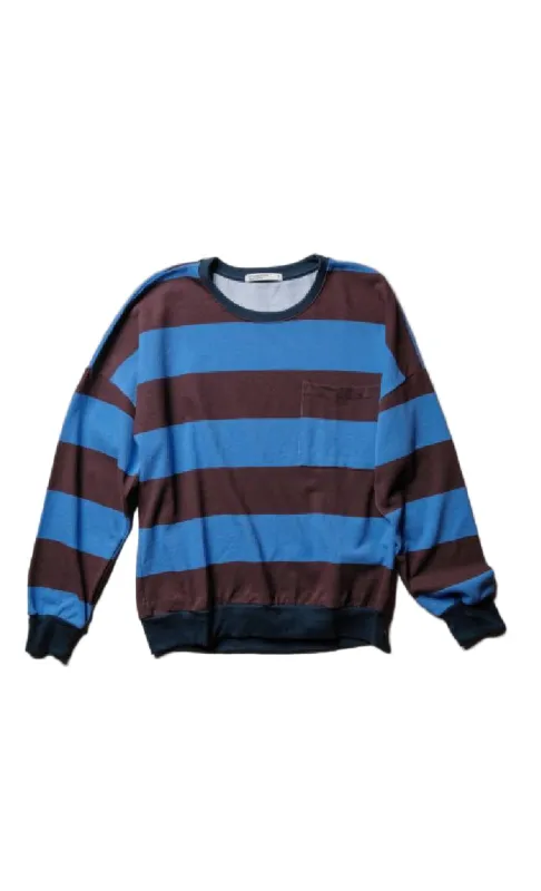 Wide Stripe Pique Oversized Sweatshirt Tee in Cabernet/Blue Topaz made by Bailey 44